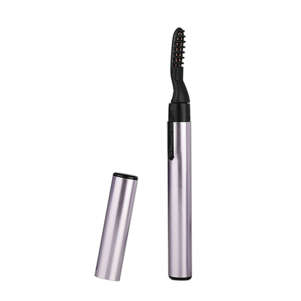 Mini Aluminum Alloy Electric Eyelash Curler Battery Powered Brush With Comb