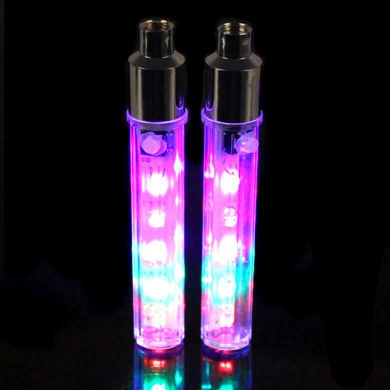2pcs Bike Bicycle Wheel Tire Valve Cap Spoke Colorful Neon 5 LED Lights Lamp
