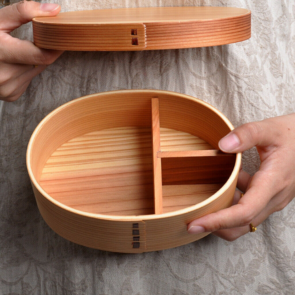 Natural Wood Lunch Box Food Appetizer Container Portable Japanese Style