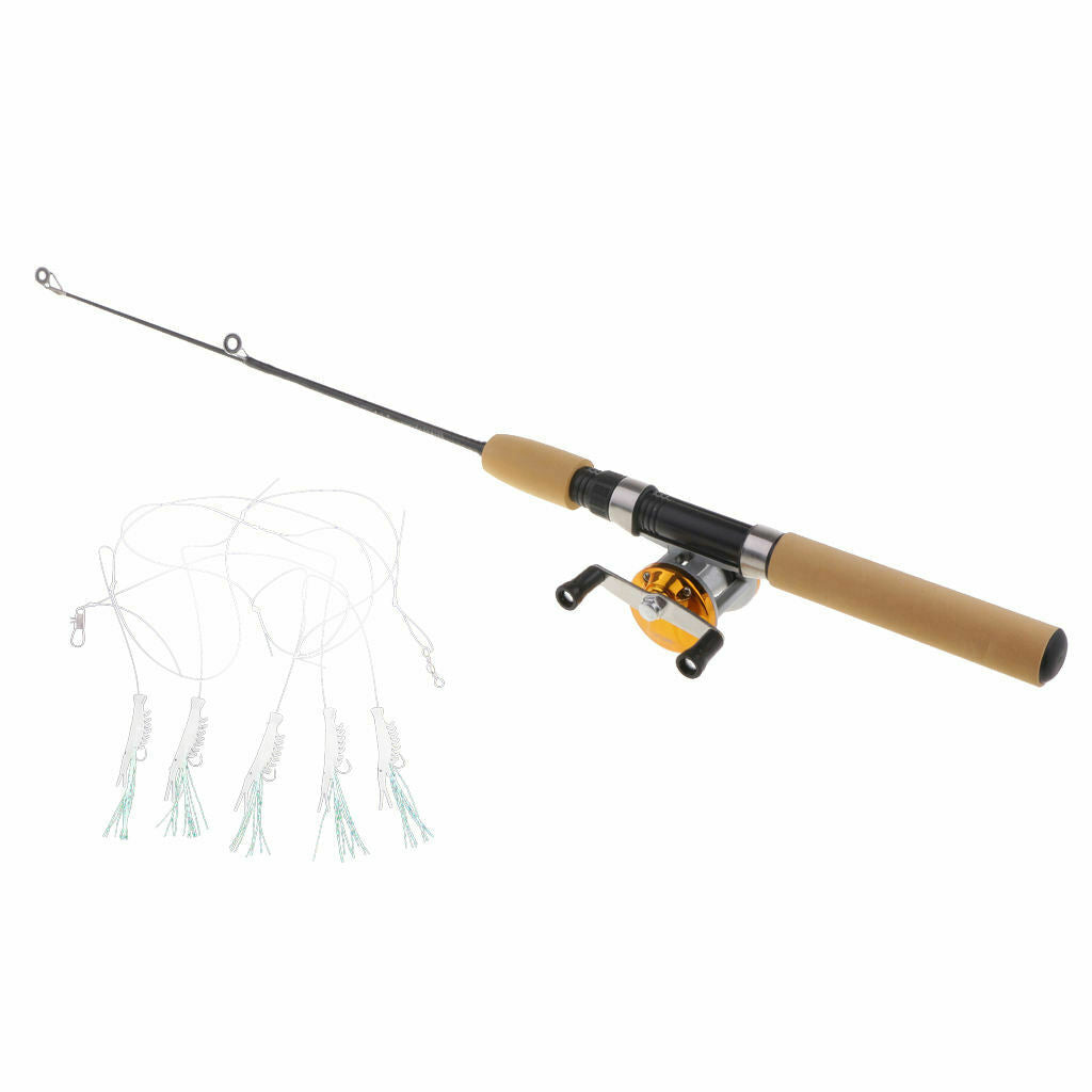2PCS Ultralight Fishing Pole And Line 75cm for Travel Ice Fishing
