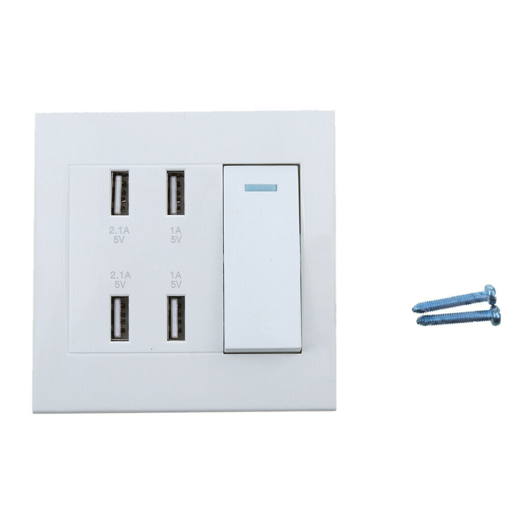 Wall 4 Port USB Socket Charger AC Socket Outlet Panel Panel
