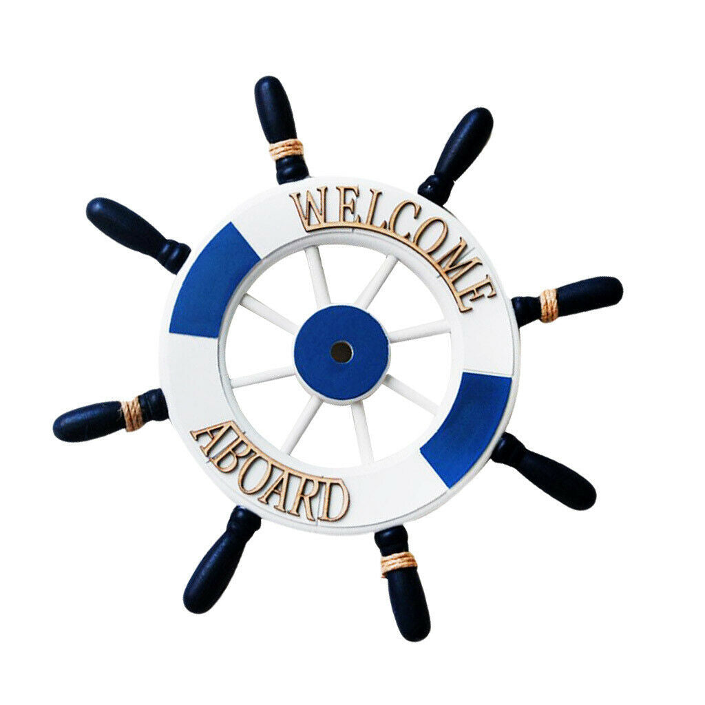 32cm Boat Ship Wooden Steering Wheel Nautical Beach Home Shop Wall Decor