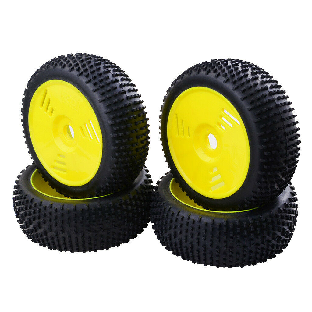 4Pcs 110mm Rubber Tire Tyres with Wheel Rims for Team Losi 1/8 RC Car Buggy -