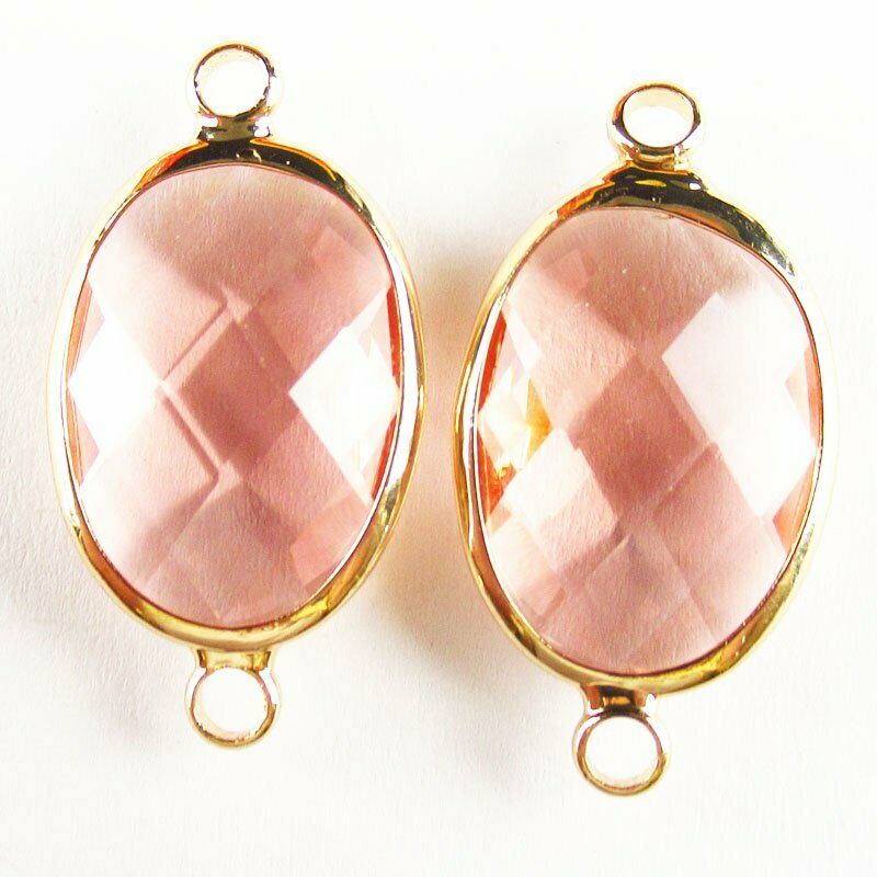 10pcs Wrapped Faceted Orange Titanium Crystal Oval Connector Pendant A-44BBS