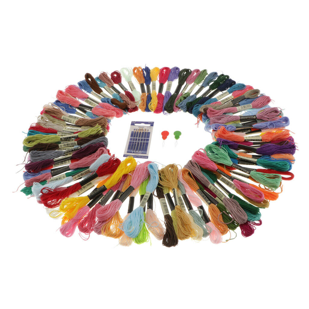 Embroidery Floss Kit 100 Colors Thread With  & Threader For Sewing