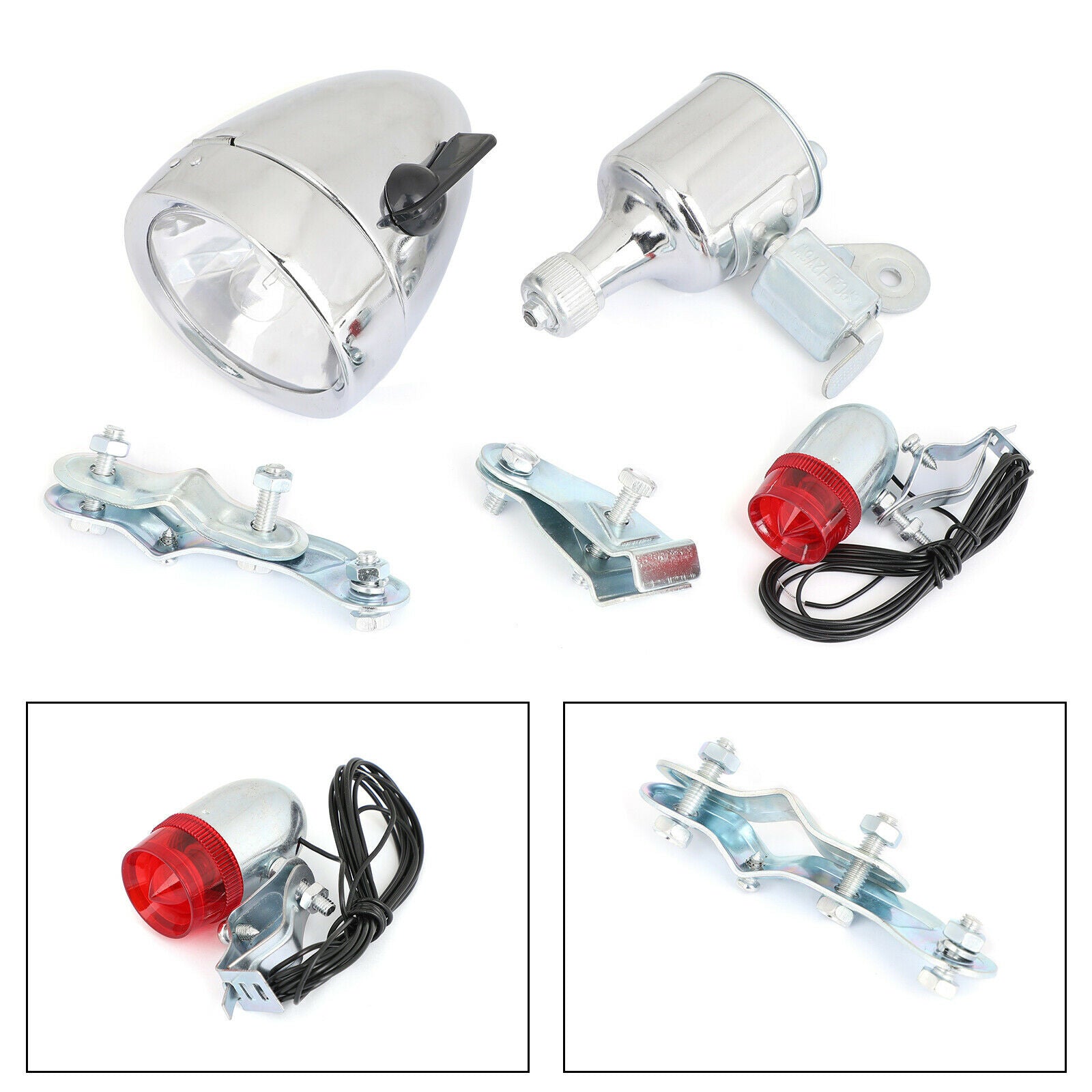 12V 6W Motorized Bicycle Friction Generator Headlight Tail Light Kit U.S AF6