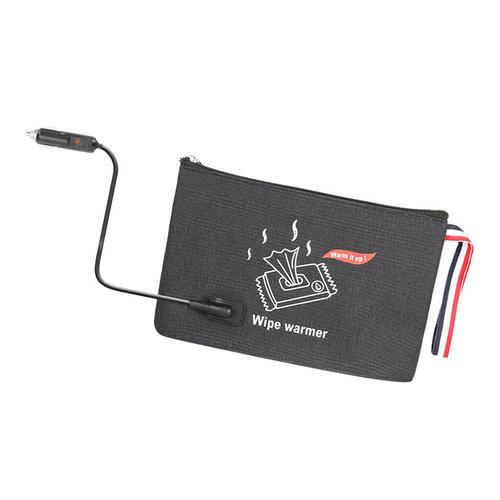 Car Vehicles Portable Baby Wipe Bags Napkin Thermostat Heating Holder Black