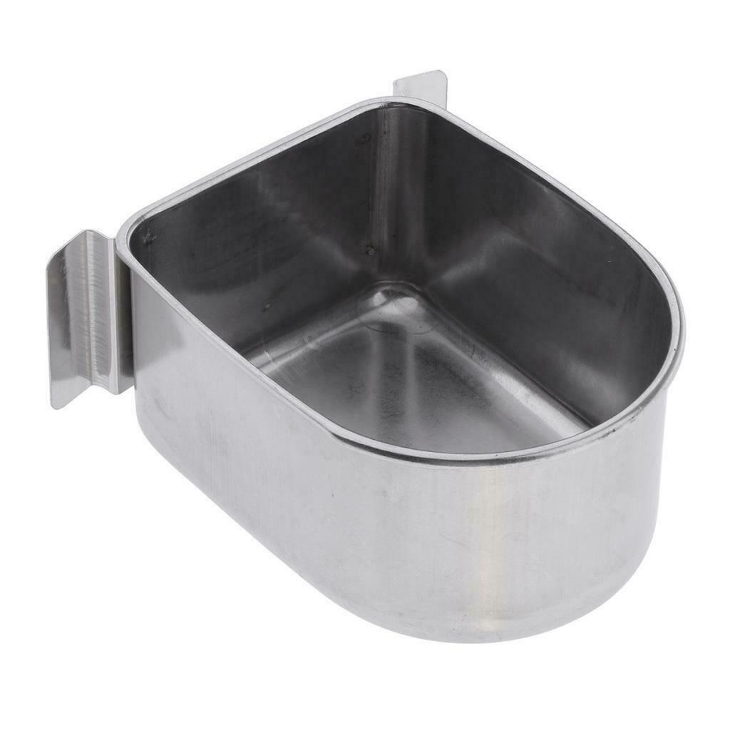 Stainless Birds Water   Bowl Cage Hanging Feeder For Medium Large Birds