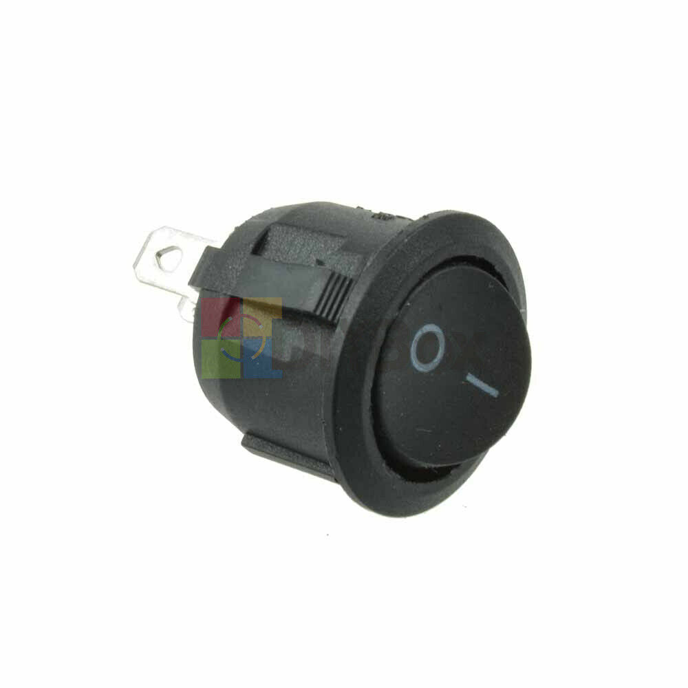 20Pcs Mini Black Round 3-Pin SPDT ON-OFF Rocker Switch Snap-in 6A 250V/10A 125V