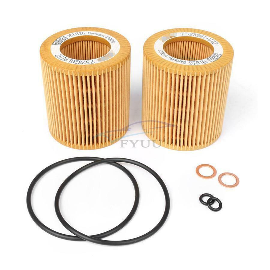 2PCS Car Oil Filter Kit 11427566327 For BMW 1 3 5 Series E60 E61 E84 E85 E91 E92