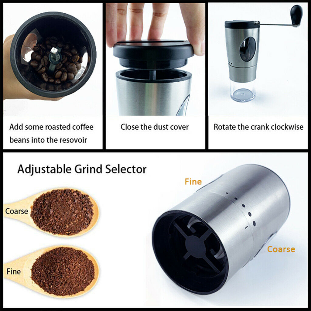 Manual Coffee Grinder Hand Crank Ceramic Bean Burr Compact Home Kitchen Tool