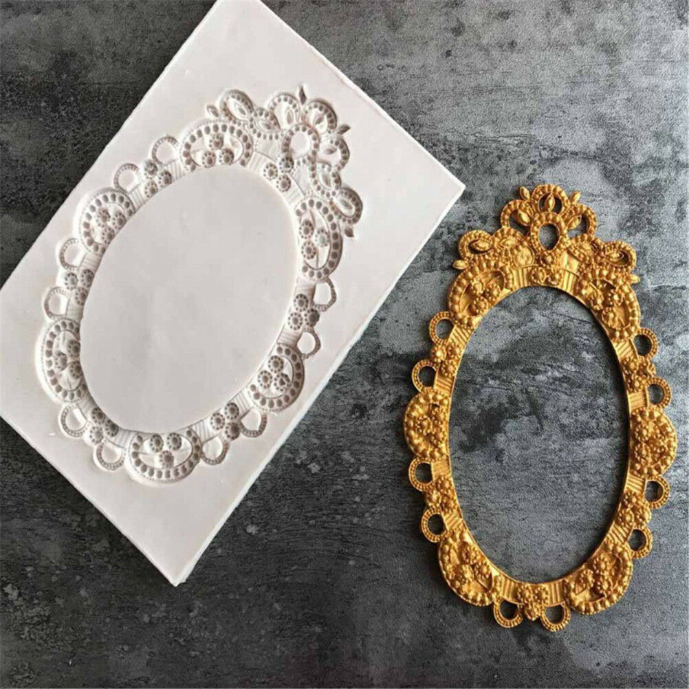 Retro mirror frame Silicone Fondant Mold Cake Decorating Tool Chocolate Mould DD