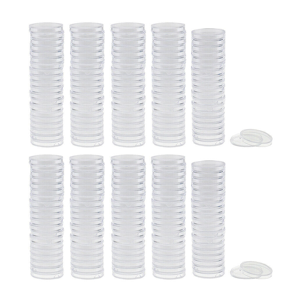 200x Clear Plastic Round Commemorative Coin Capsules Protector Collect 28mm