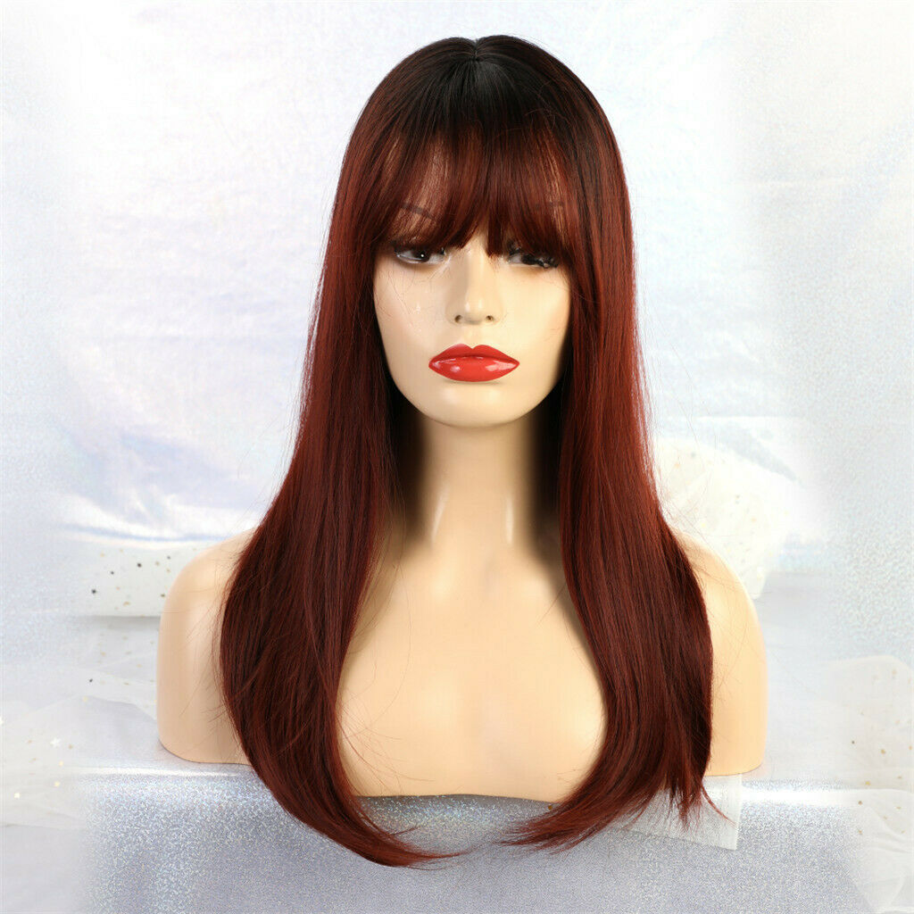 20 inch Long Straight Synthetic Wig with Bangs Cospaly Costume Women Wigs
