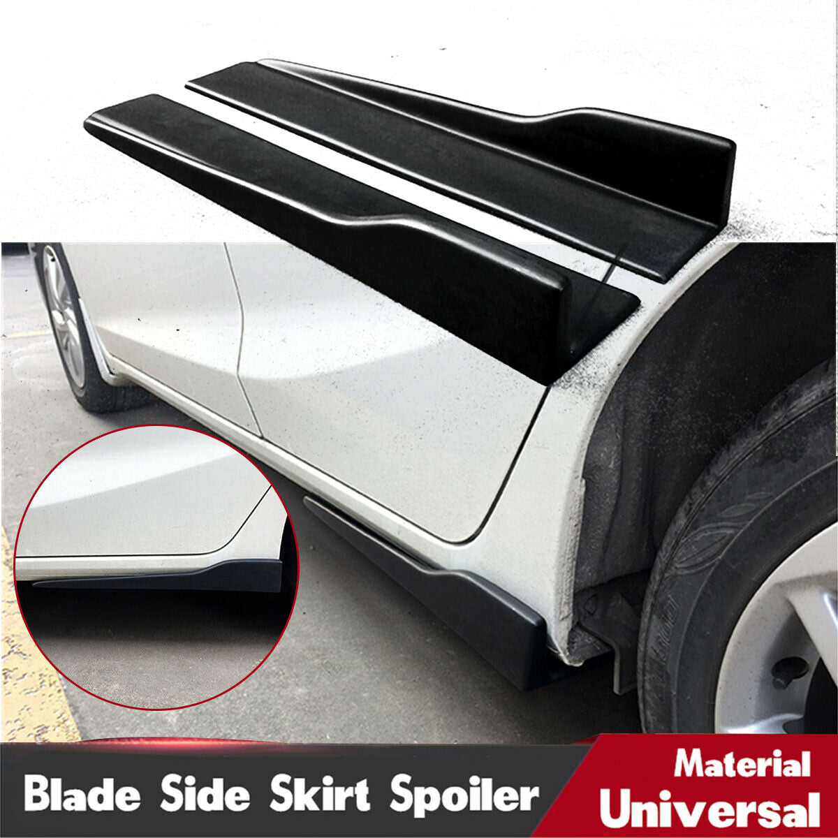 Black ABS  Side Skirt Rocker Splitters Winglet Wings Car body kit Decorative