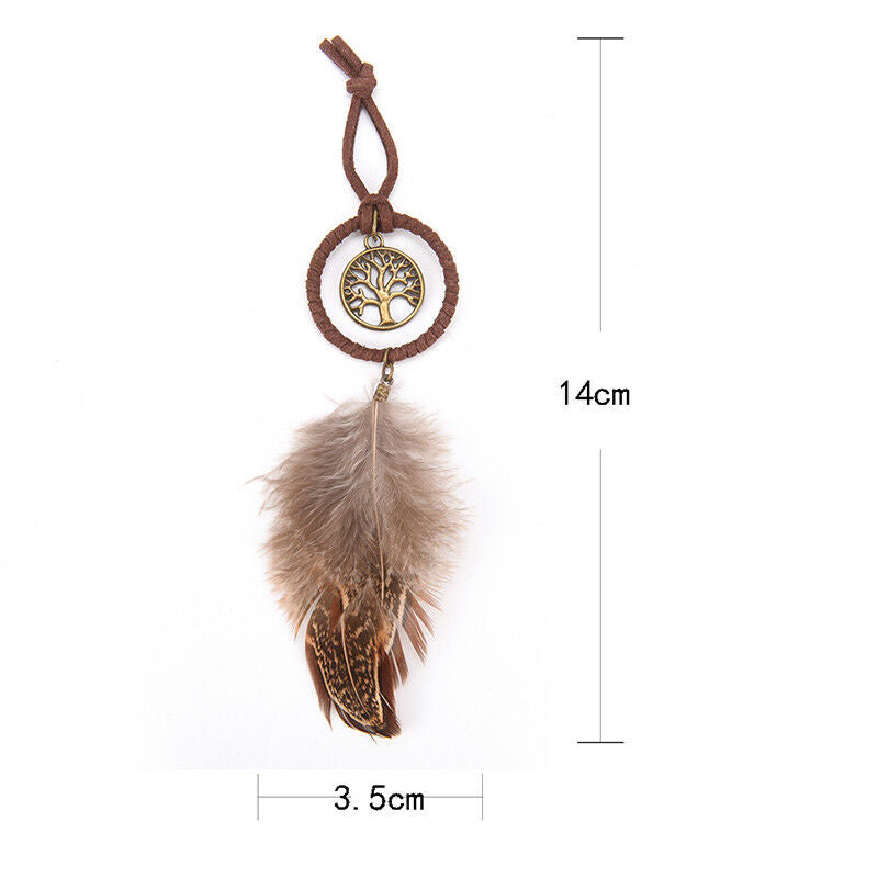 Mini Dream Catcher Feather Hanging Decor Wall Car Hanging Ornament KeychaDEAU