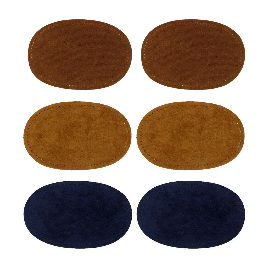 3 Pairs Oval Shape Sew-On Elbow Knee Path Applique for Jeans Reapir Supplies
