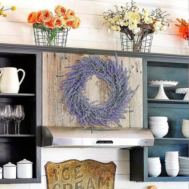 18inch Artificial Lavender Wreath Sp Summer Greenery Hanging Garland for FroT9V4