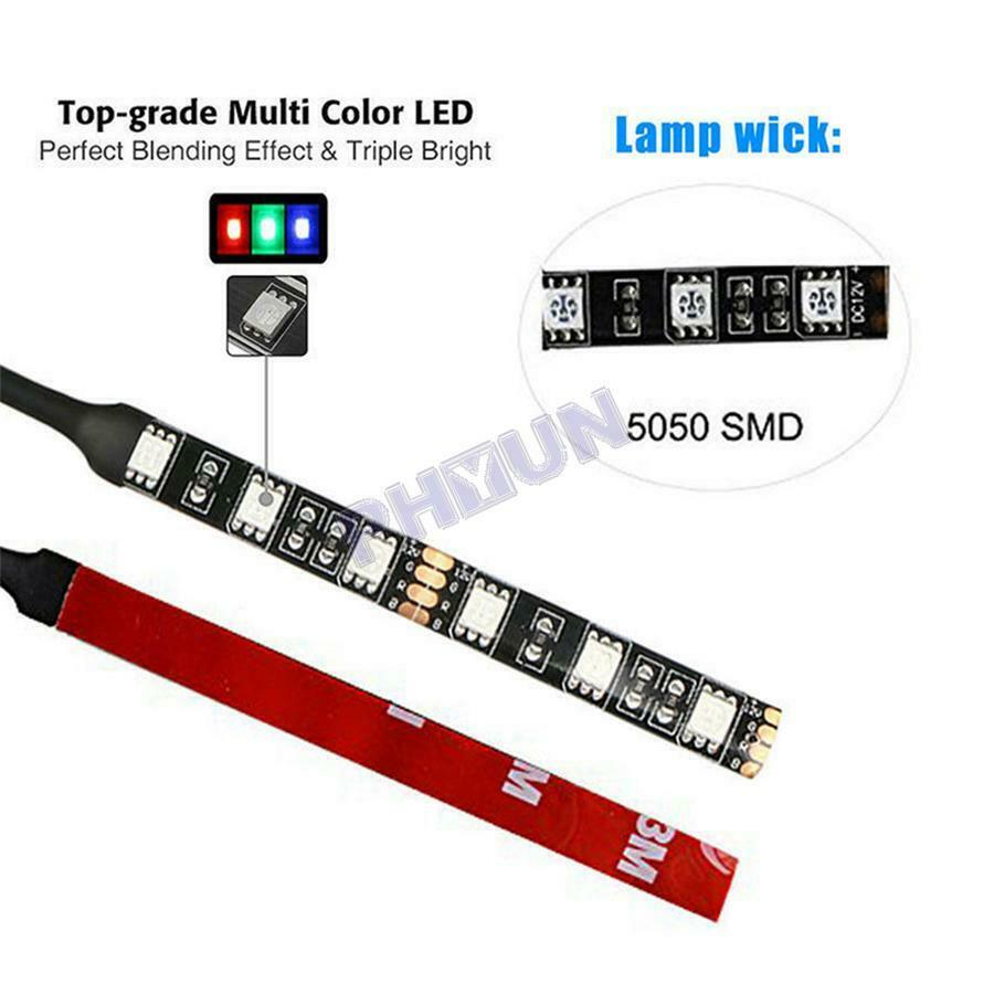 12x Motorcycle Scooter RGB LED Neon Under Glow Lights Strip Kit DC 12V Universal
