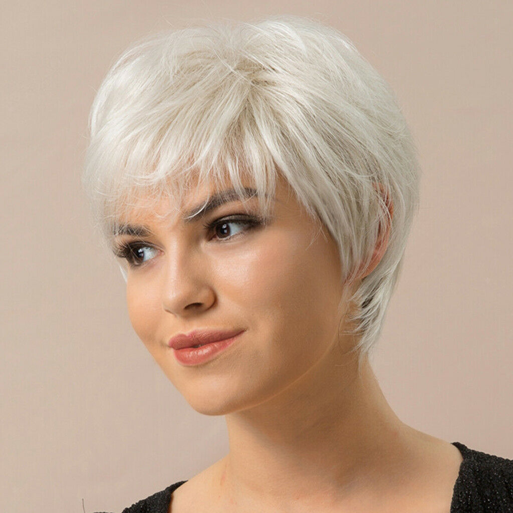 4X 8Inch Women Lasting Human Hair Wig Short Straight Hair Wig  Resistant