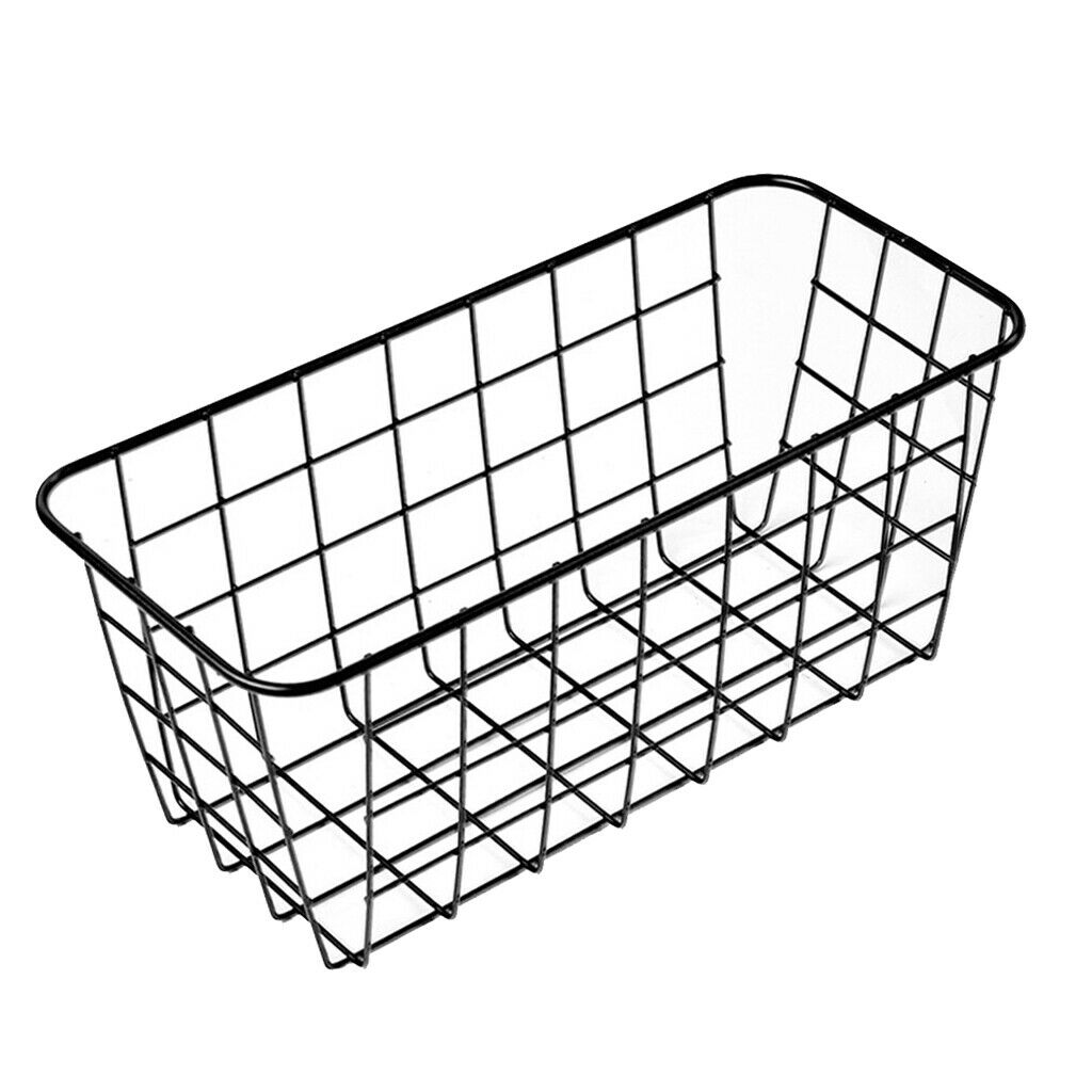 3x Wall Mounted Bathroom Basket Storage Basket Home Kitchen Bathroom Black