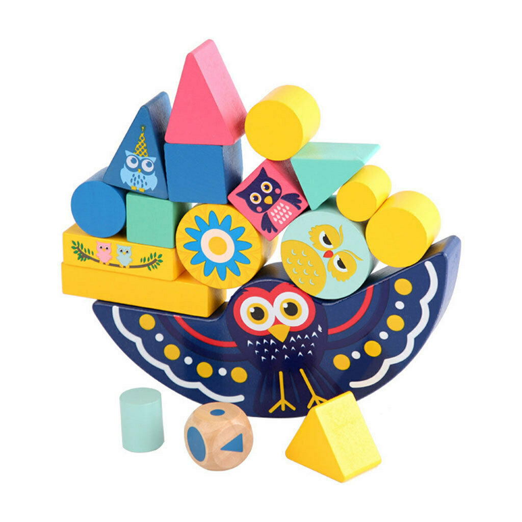 Kids Montisorri Wooden Owl Balance Building Block Game Toys for Boys Girls