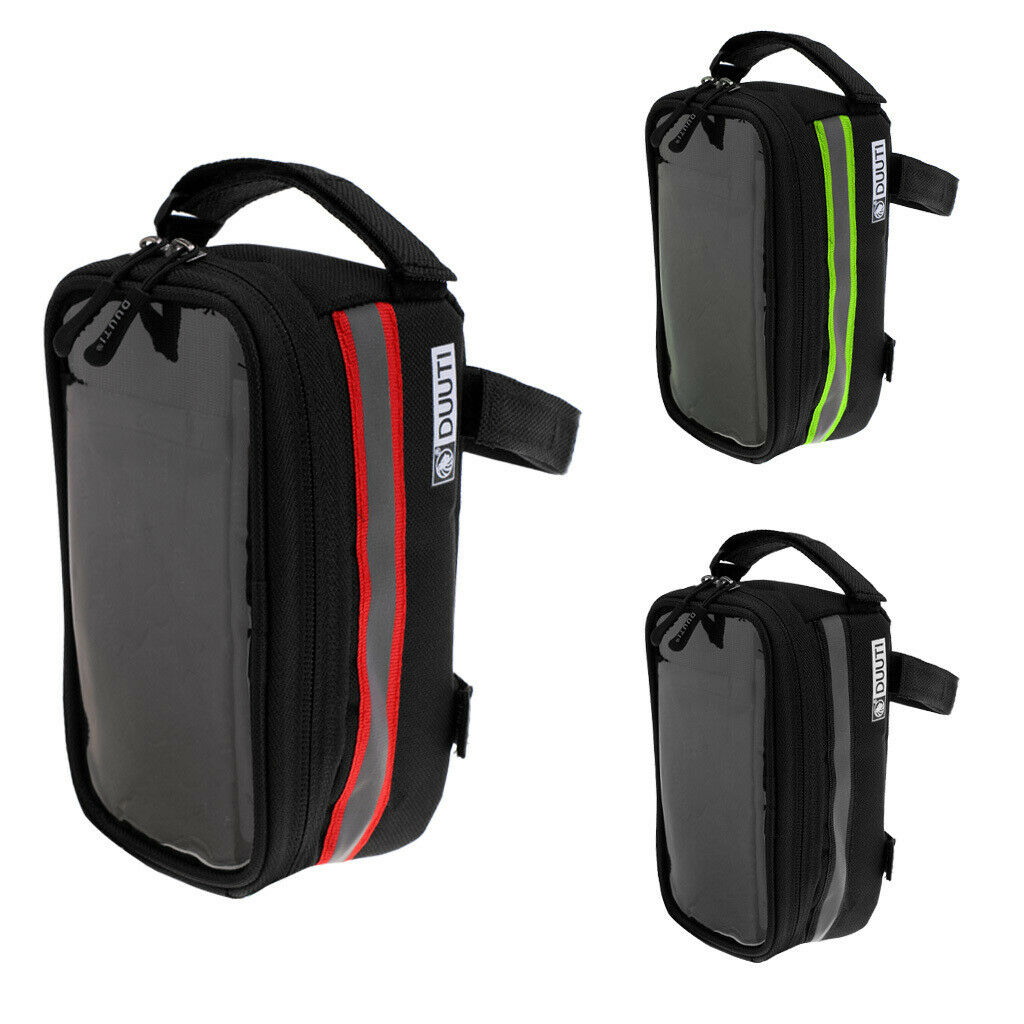 Cycling Bicycle Bike Front Tube Bag Frame Pannier Case Red Reflect Tape