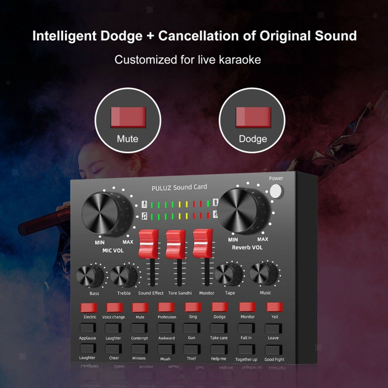 External Sound Card Bluetooth Karaoke Sound Mixer for Laptop Tablet PC