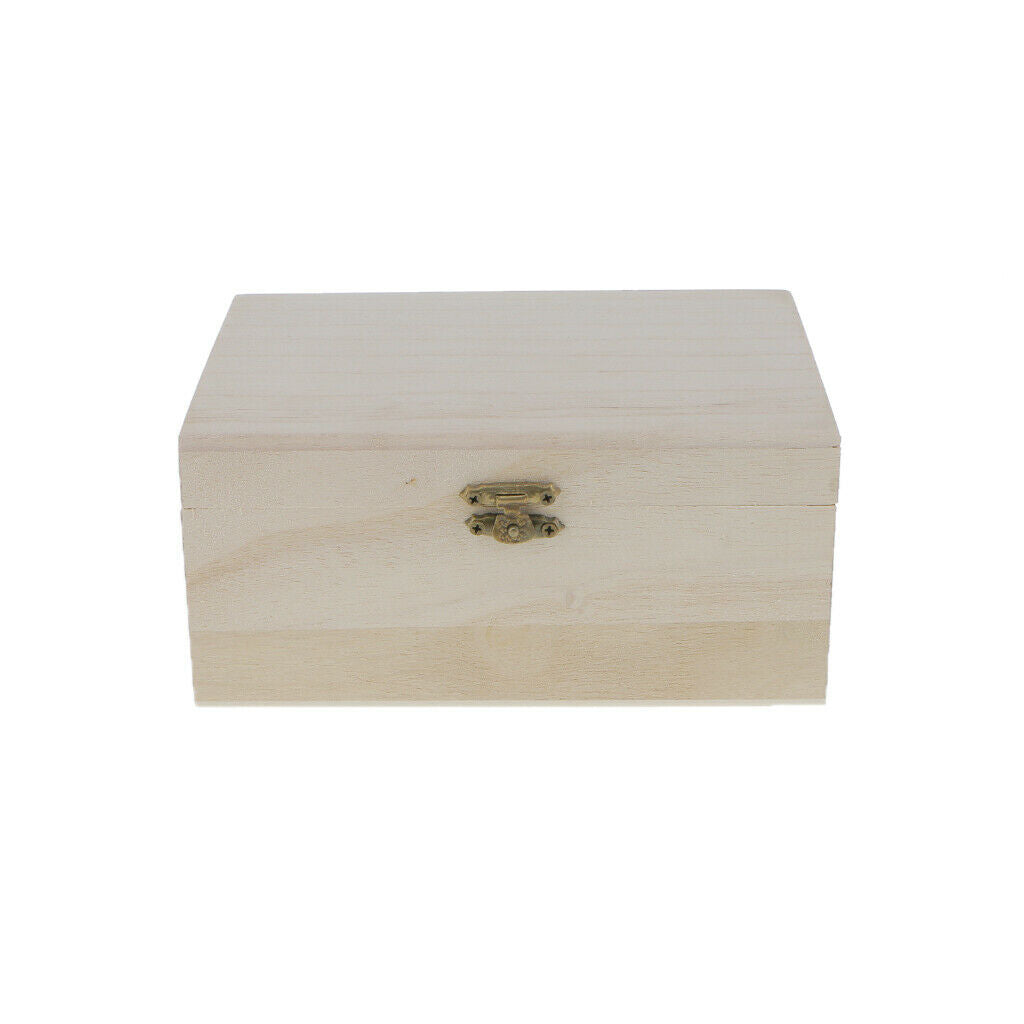 Unfinished Wooden Jewelry Box Necklace Storage Box Holder Showcase w/ Lid