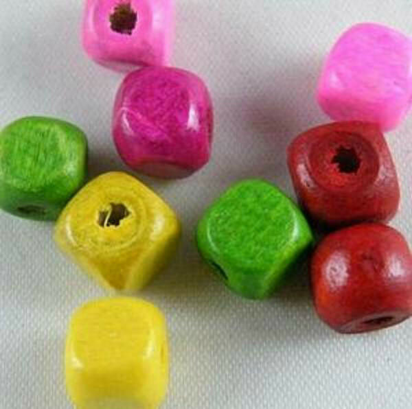 300pcs Wood Mixed Cube Spacer Beads 8x8mm G75