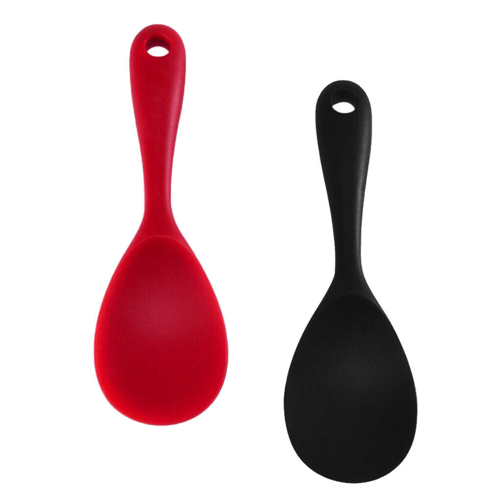 Pack of 2 Food Grade Silicone Rice Paddle Camping BBQ Lightweight Red+Black