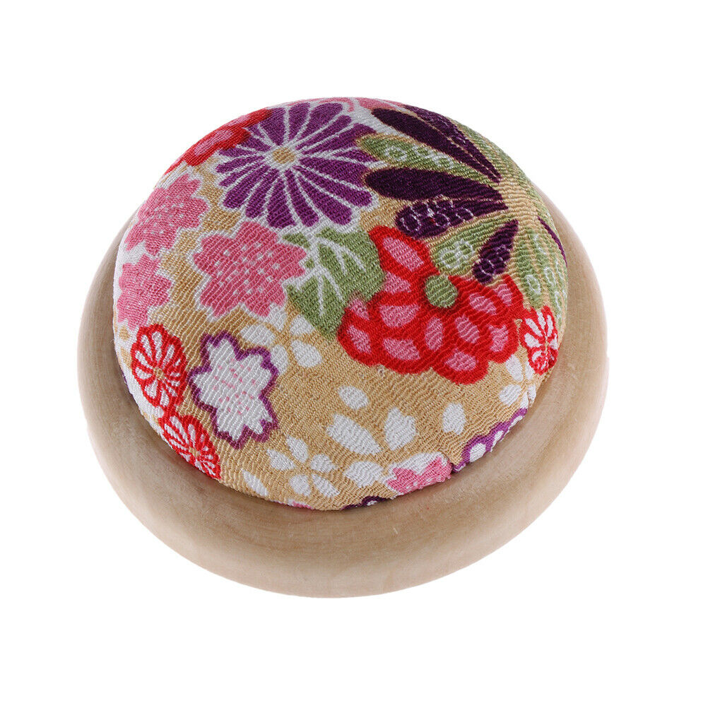 Wood base needle pin cushion pillow needles holder sewing craftstitchneed.l8