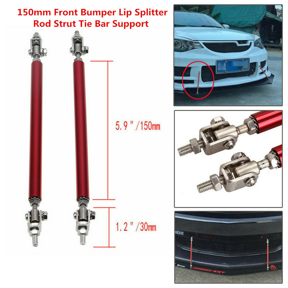 Adjustable 5.9'' Front Bumper Lip Splitter Rear Diffuser Strut Tie Bar Support
