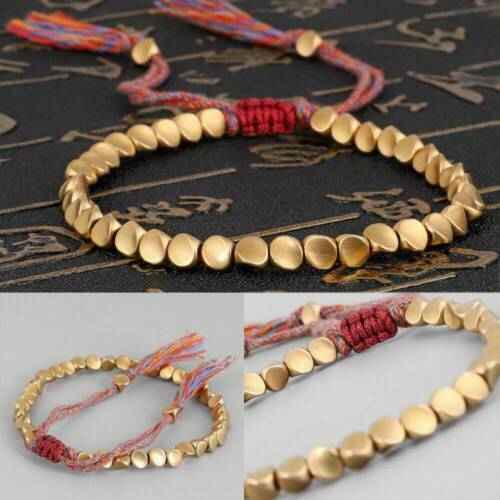 Handmade Tibetan Buddhist Braided Cotton Copper Beads Lucky Rope Bracelet US