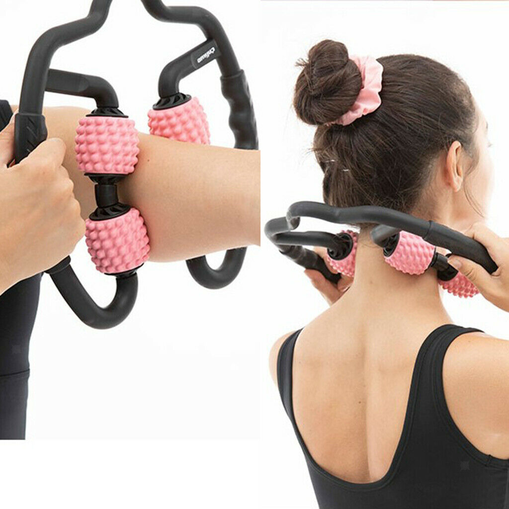 2x Handheld Massage Rolling Stick Cramps Leg Back Muscle Roller Massager