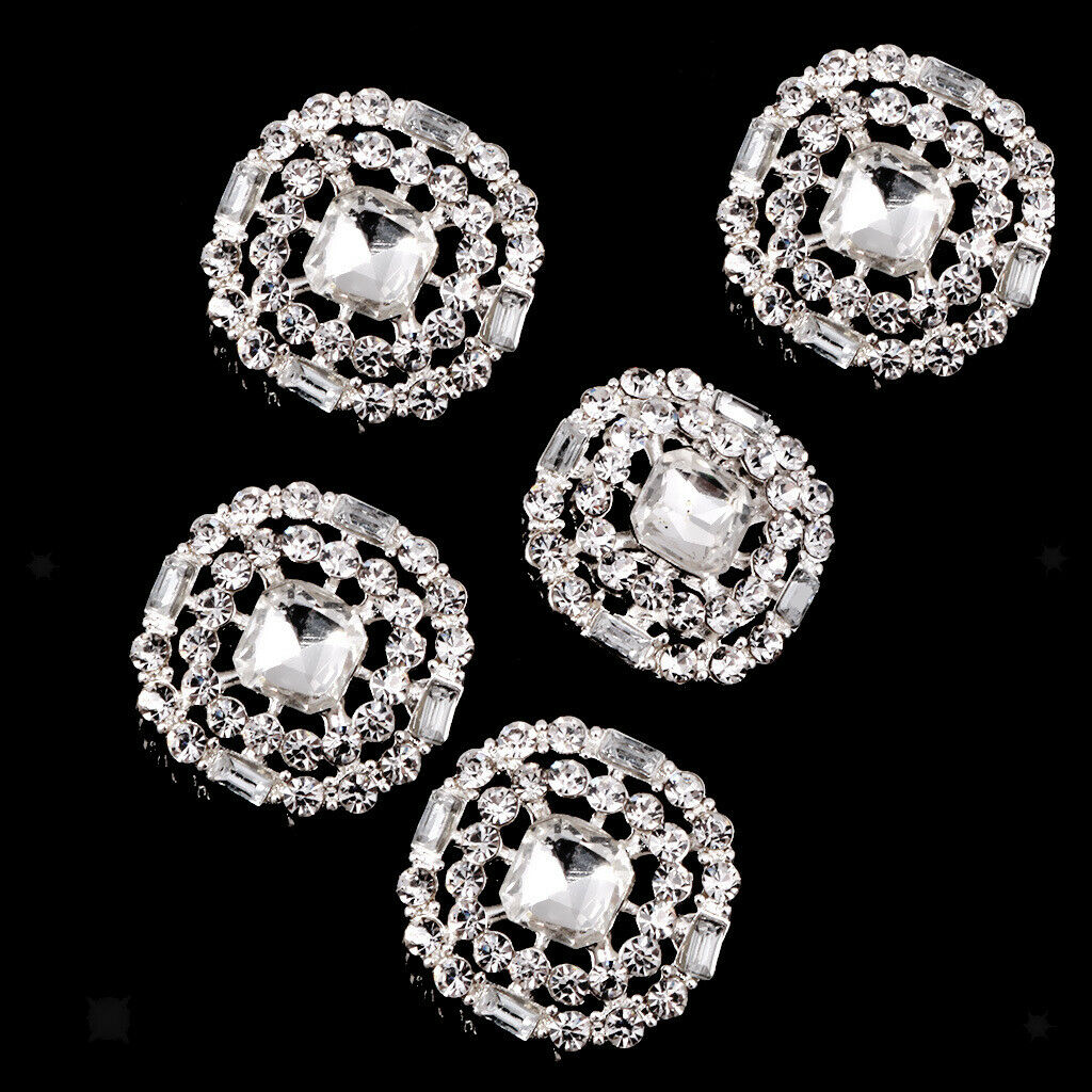 5x/Pack Rhinestone Round Shank Buttons Sewing Buttons Wedding Decor 23mm