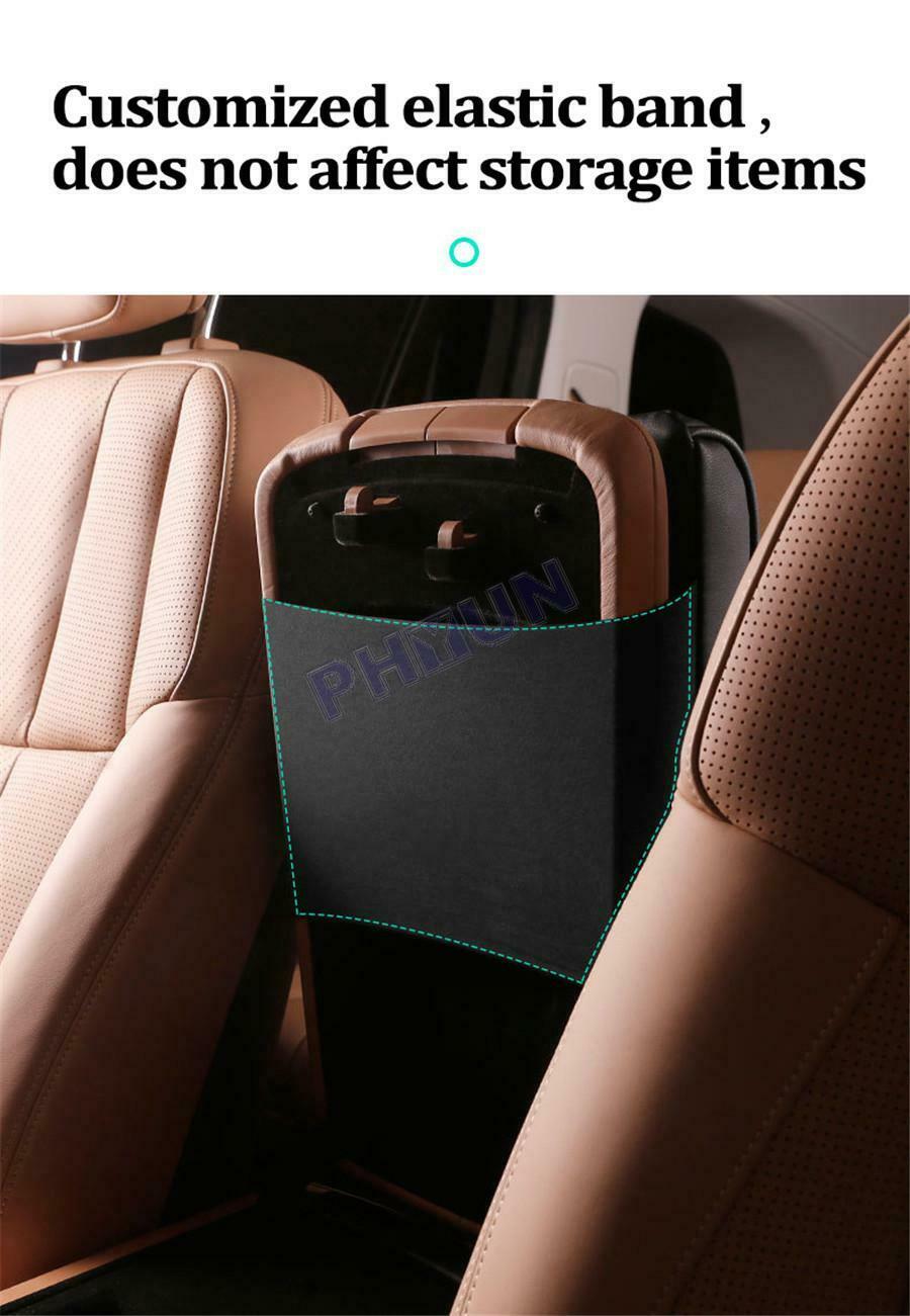 Black PU leather Car Armrest Pad Cover Center Console Wave Pattern Cushion 1PC