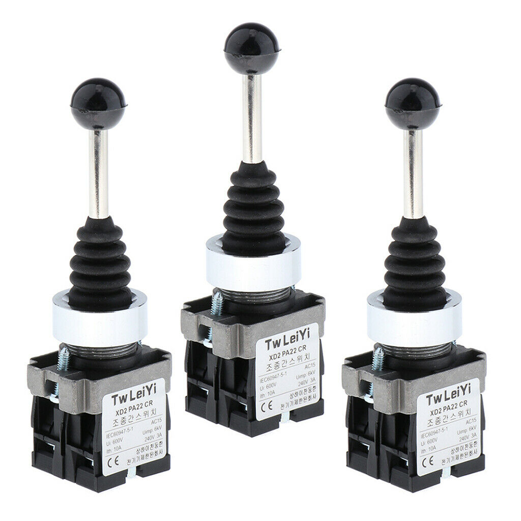 3x 2NO Self-Locking Wobble Joystick Rotary Rocker Toggle Switch XD2-PA22