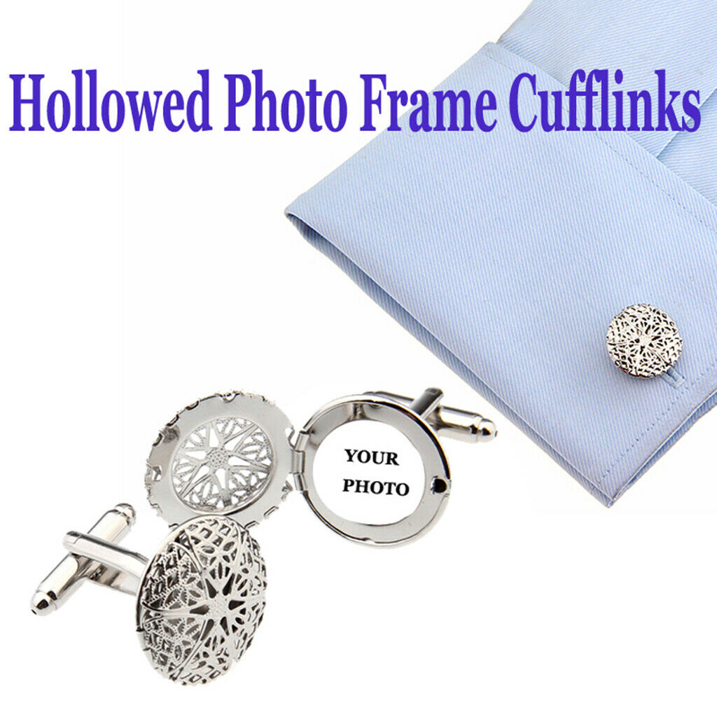 2 Pairs Hollow Filigree Celtic Locket Opening Photo Picture Frame Cufflinks