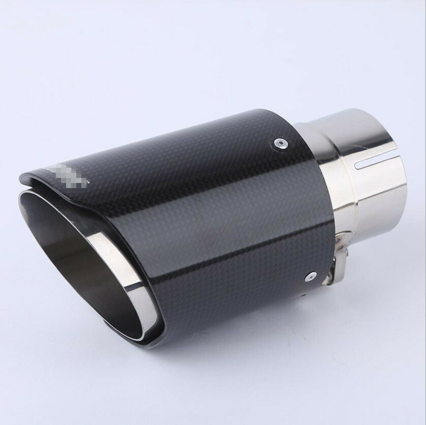 Glossy Real Carbon Fiber Car SUV Exhaust Pipe Muffler End Tips For Car 63mm-89mm