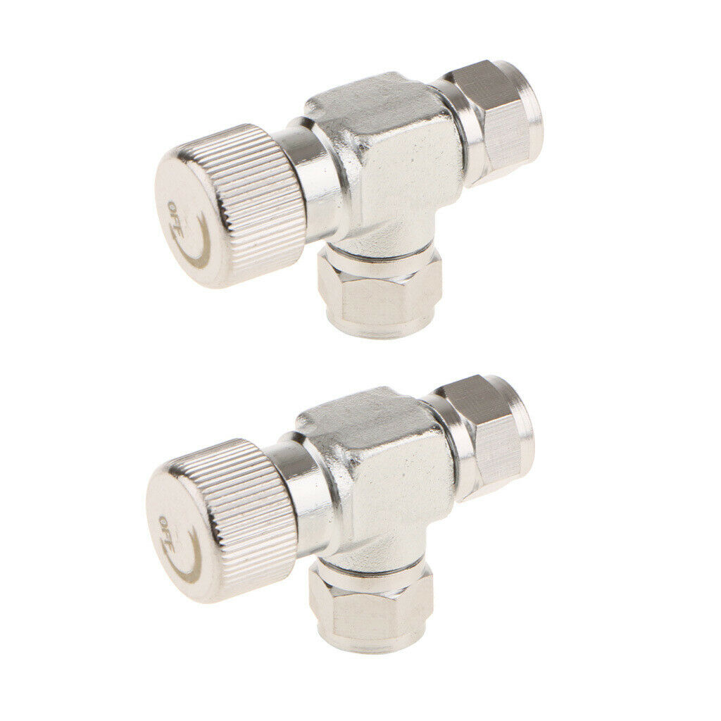 2 Pcs Two Way Aluminum Precise CO2 Needle Valve Regulator for Aquarium Tank