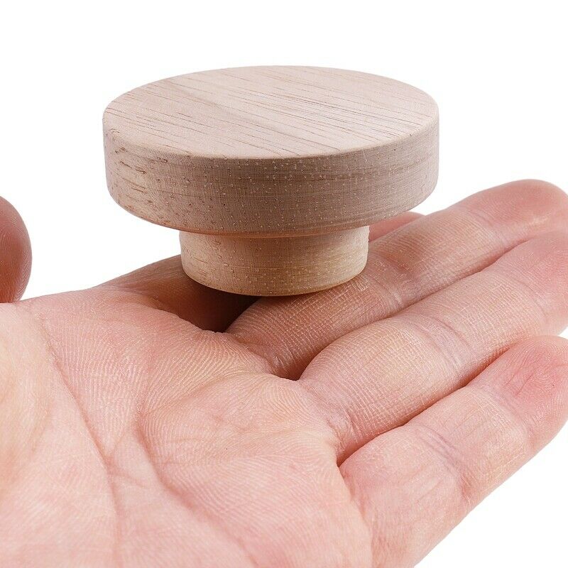 10X Home Accessory 50X25Mm Wooden Knob Wood Round Pull Knobs for Cabinet Der SQ8