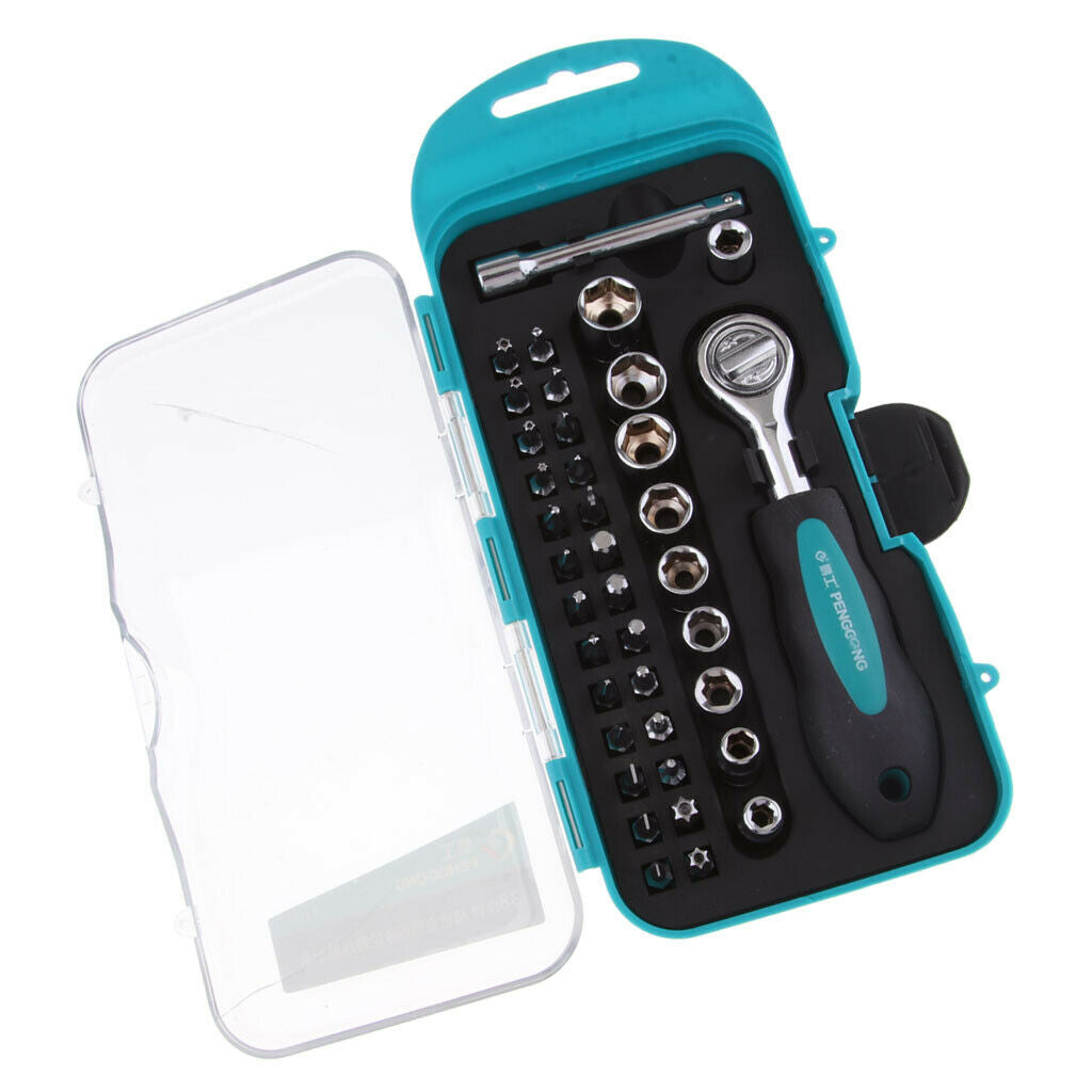 38Pcs Multi High Precision Ratcheting Wrench Set and Bits Repair Tool Kit