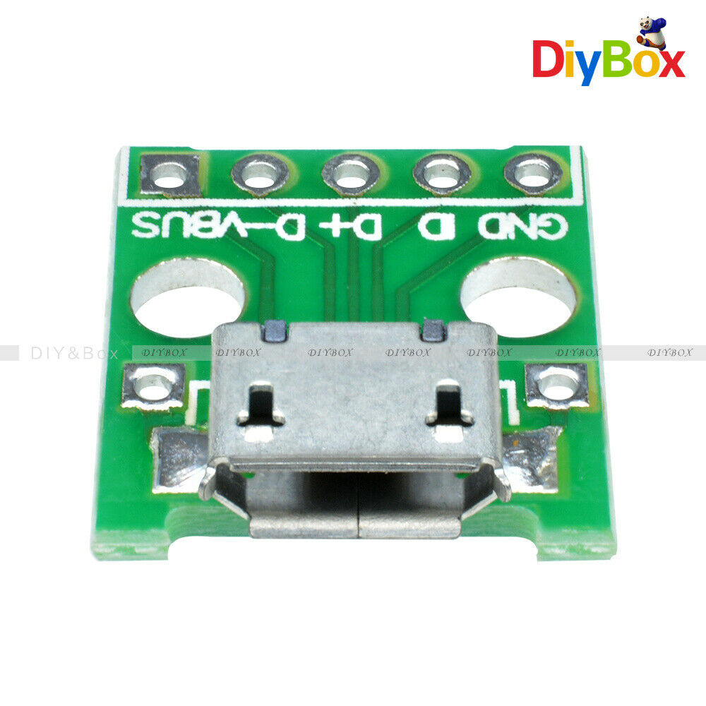 10pcs MICRO USB Female to DIP Adapter 5-Pin Pinboard 2.54mm micro USB pcb Board