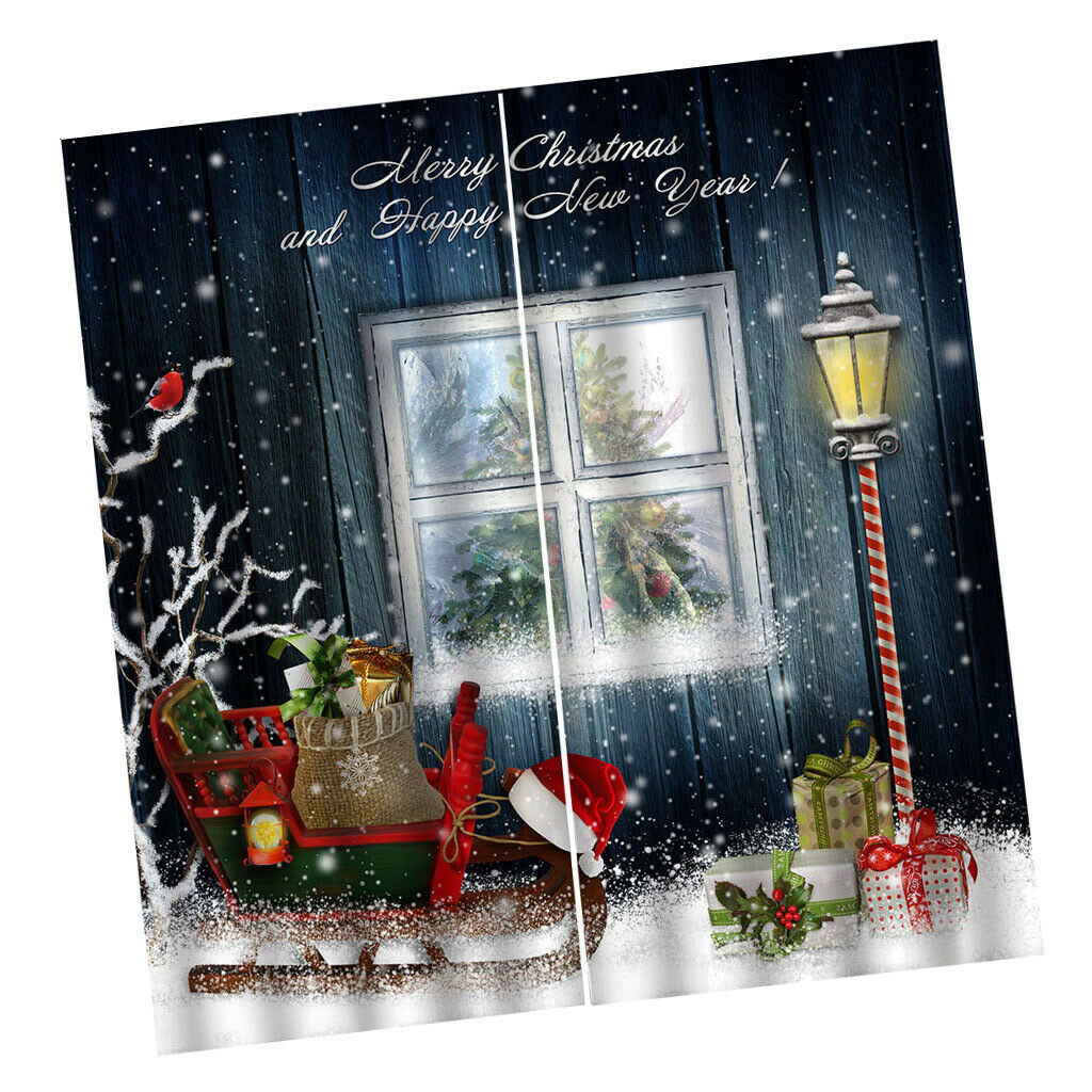 Christmas Pattern Window Curtains Kids Room Home Decor 140x100cm Gifts