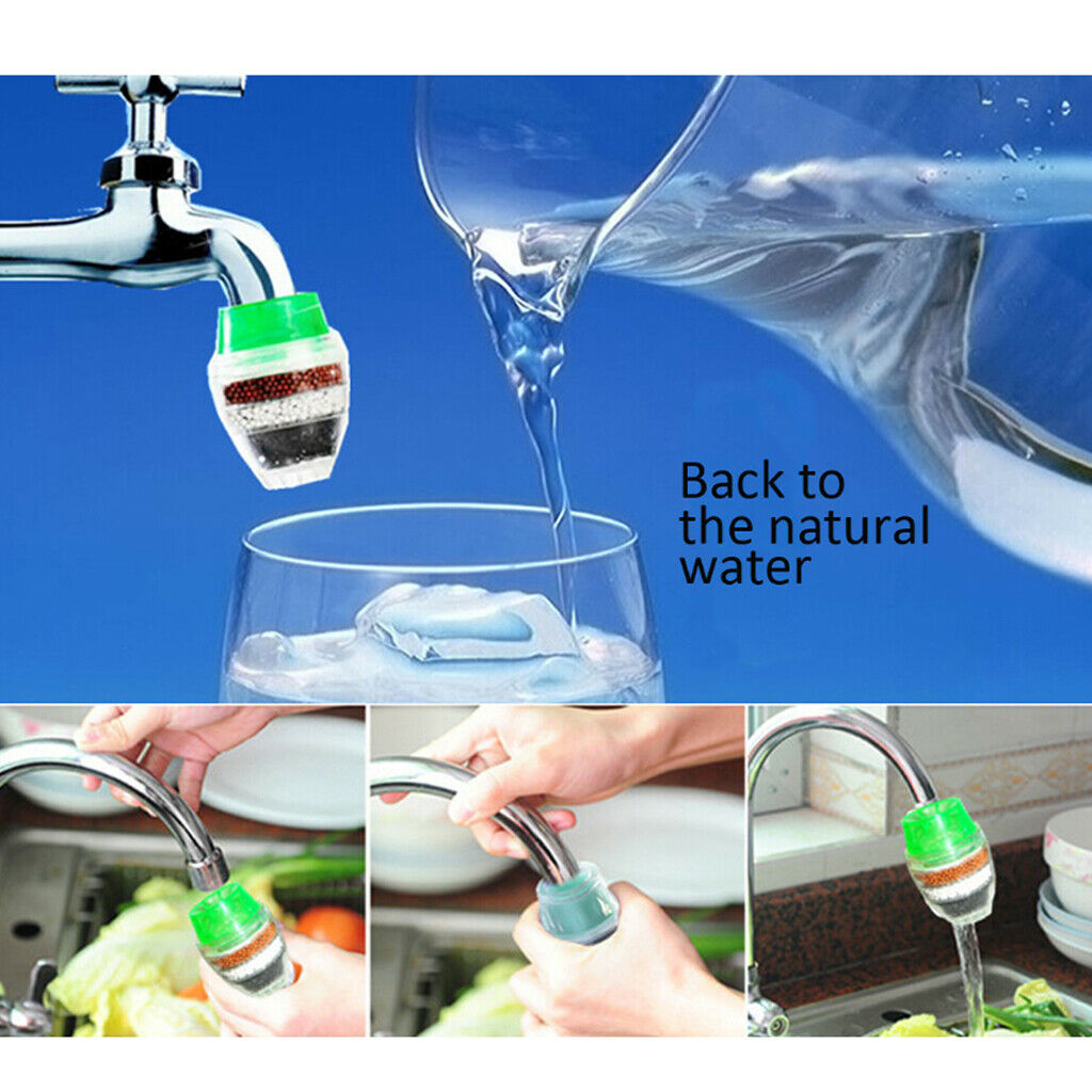 3Pcs Mini Bathroom Household Faucet Tap Water Filter 5-layer Water Clean