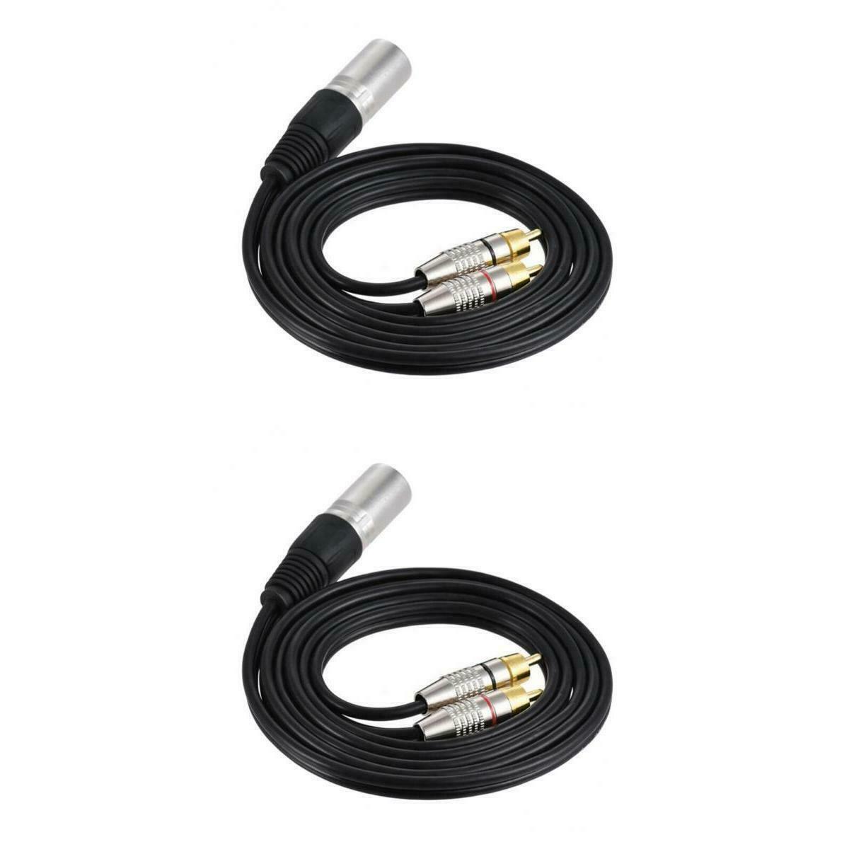 Pair Dual RCA Male to XLR 3-Pin Male Speaker Cable Splitter Adapter Cord