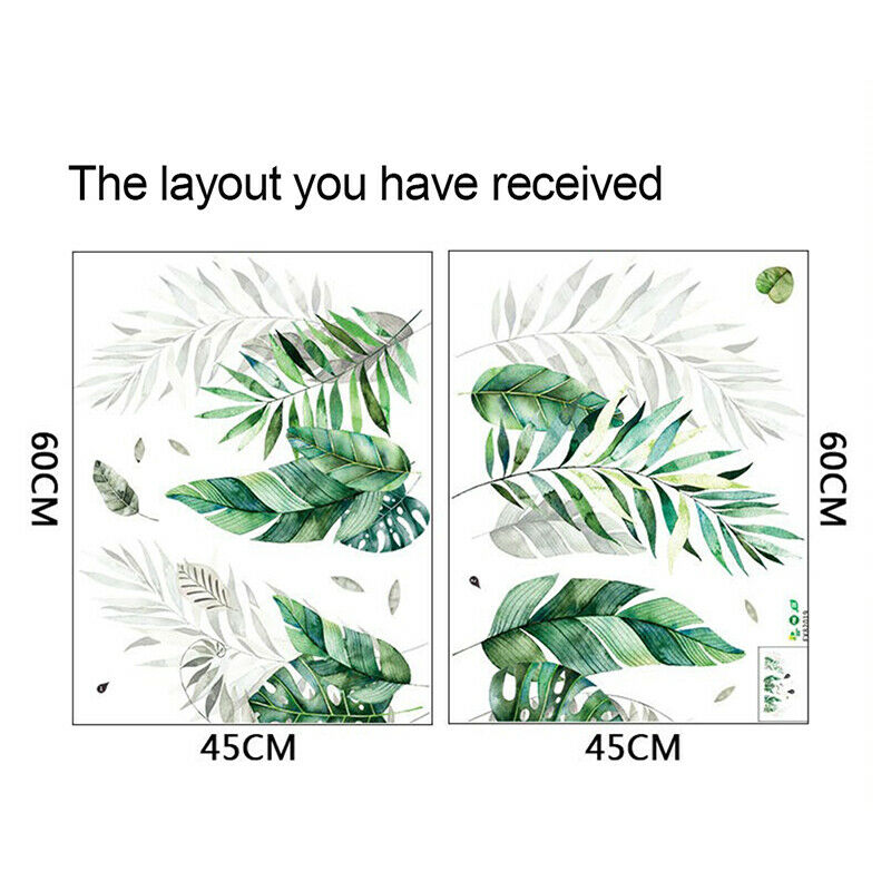 Tropical Vegetation Large Green Leaf Wall Stickers Sofa Background DecoratioBDA