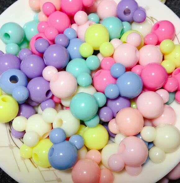 50X Mixed Mickey acrylic bead DIY pacifier chain children Jewelry accessory 15mm