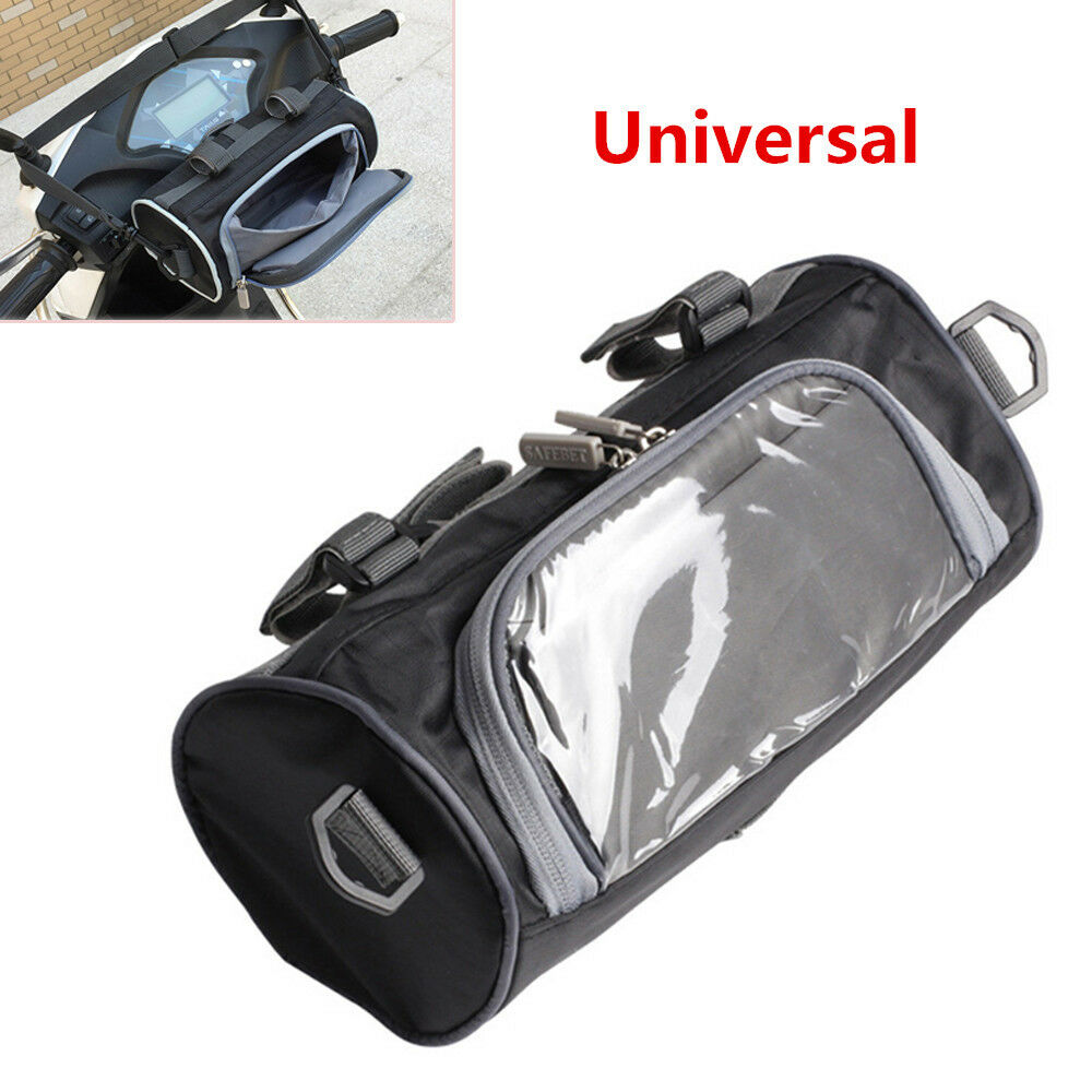 Motorcycle Moped Scooter Handlebar Bag Fork Storage Shoulder Pack w/ Phone Case